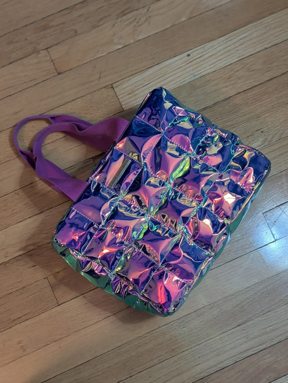 Iridescent Quilted Bag in Purple-Pink